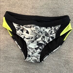 Athleta Black/white and Yellow Patterned Swim Bottoms Sz M